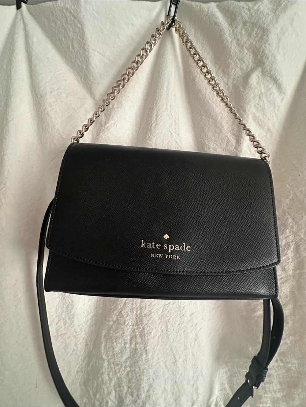 Kate Spade New York Crossbody Bag Black Gold Chain - Picture 7 of 8